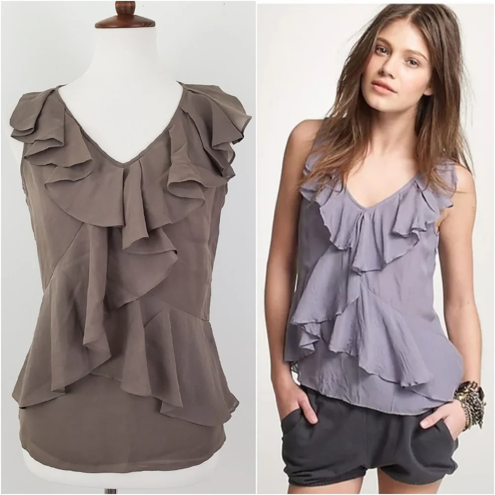 J. Crew Coralie Silk Blend Ruffle Tank